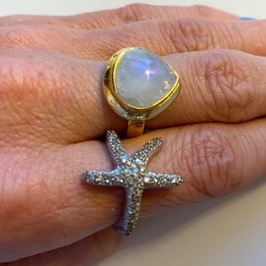 Starfish and moonstone ring